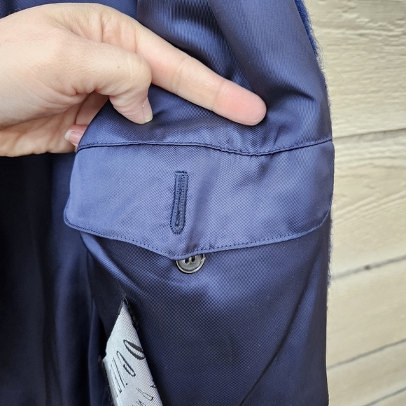 Bogner navy boiled wool button front cocoon coat SEE MEASUREMENTS - Picture 5 of 7